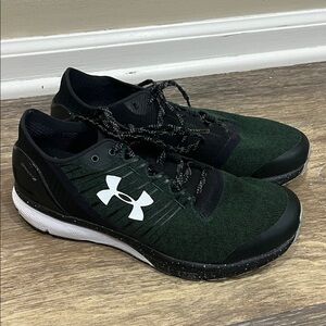 Under Armour Men's Black and Dark Green Athletic Shoes